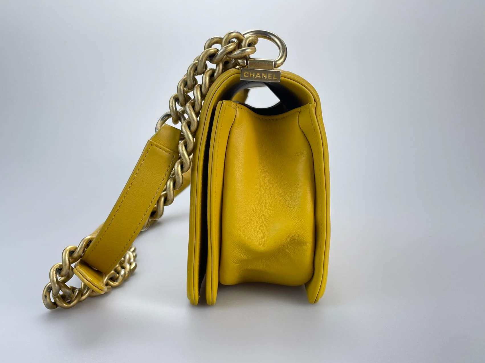 used-Chanel Leboy Medium in Lemon Yellow Bag with Gold Hardware-MILOURA