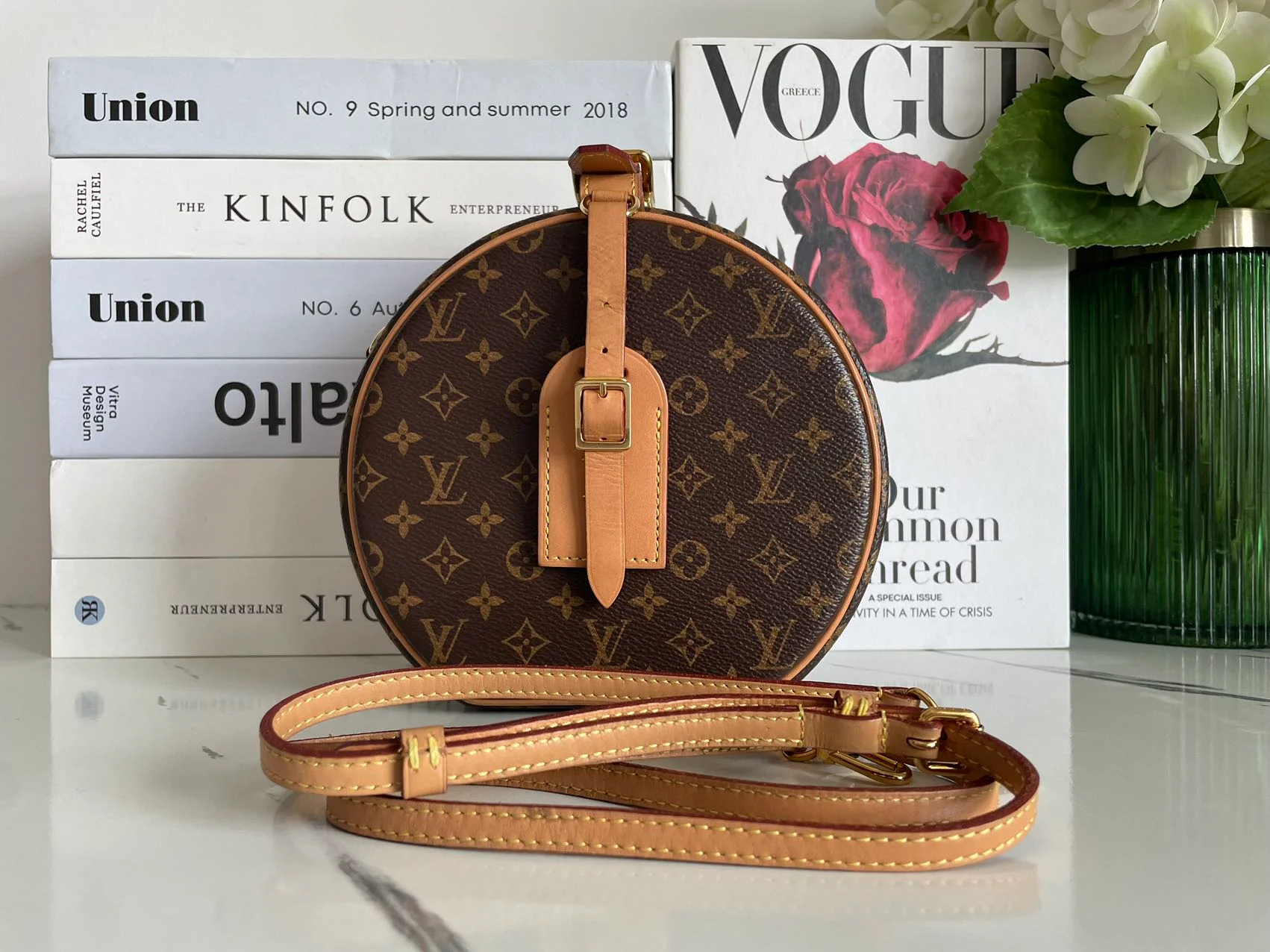 used-Louis Vuitton Monogram Canvas Petite Boite Chapeau Cross-Body Bag with Gold Hardware-MILOURA