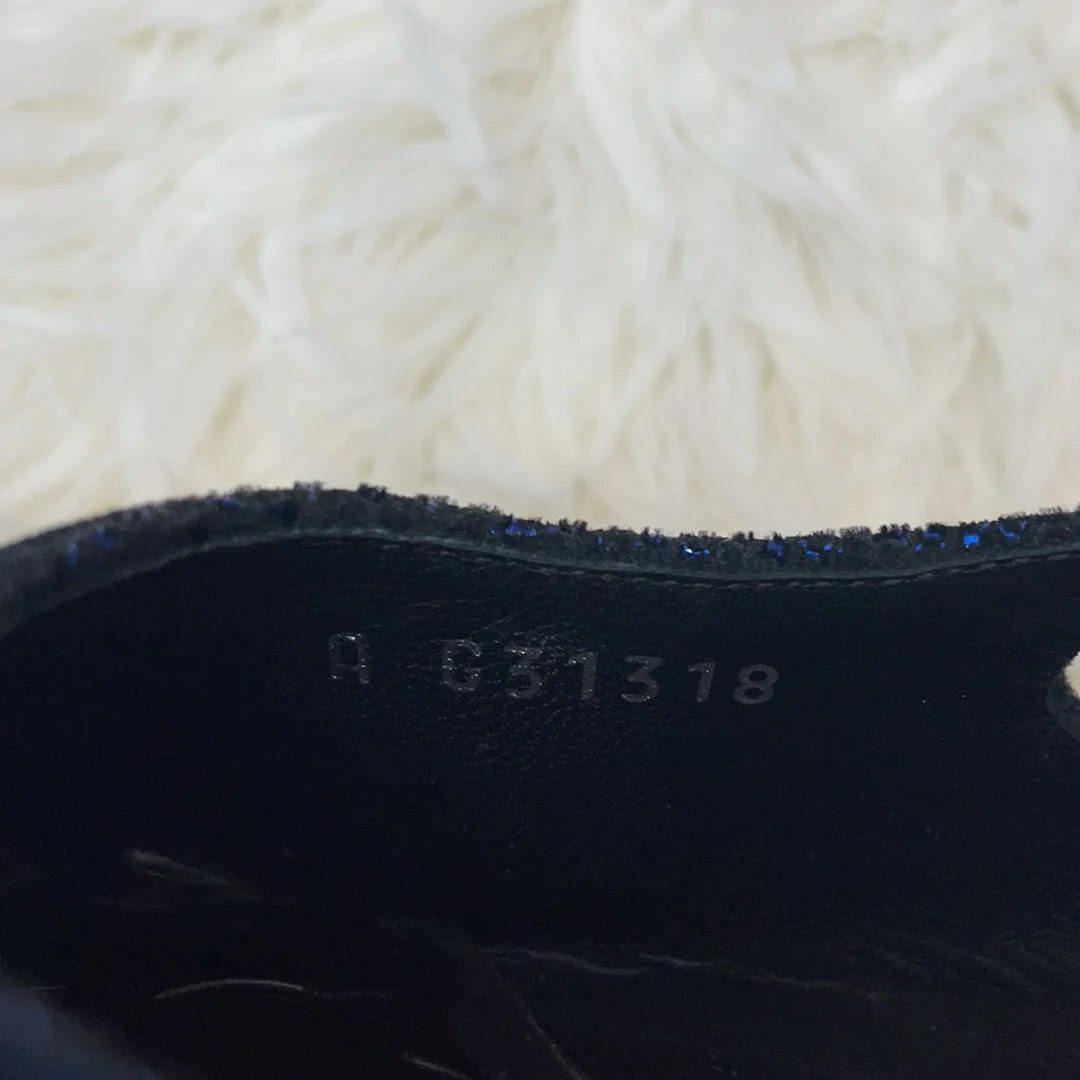 used-Chanel CC Logo Black / Blue Leather Slingback Pumps Size 38.5-MILOURA