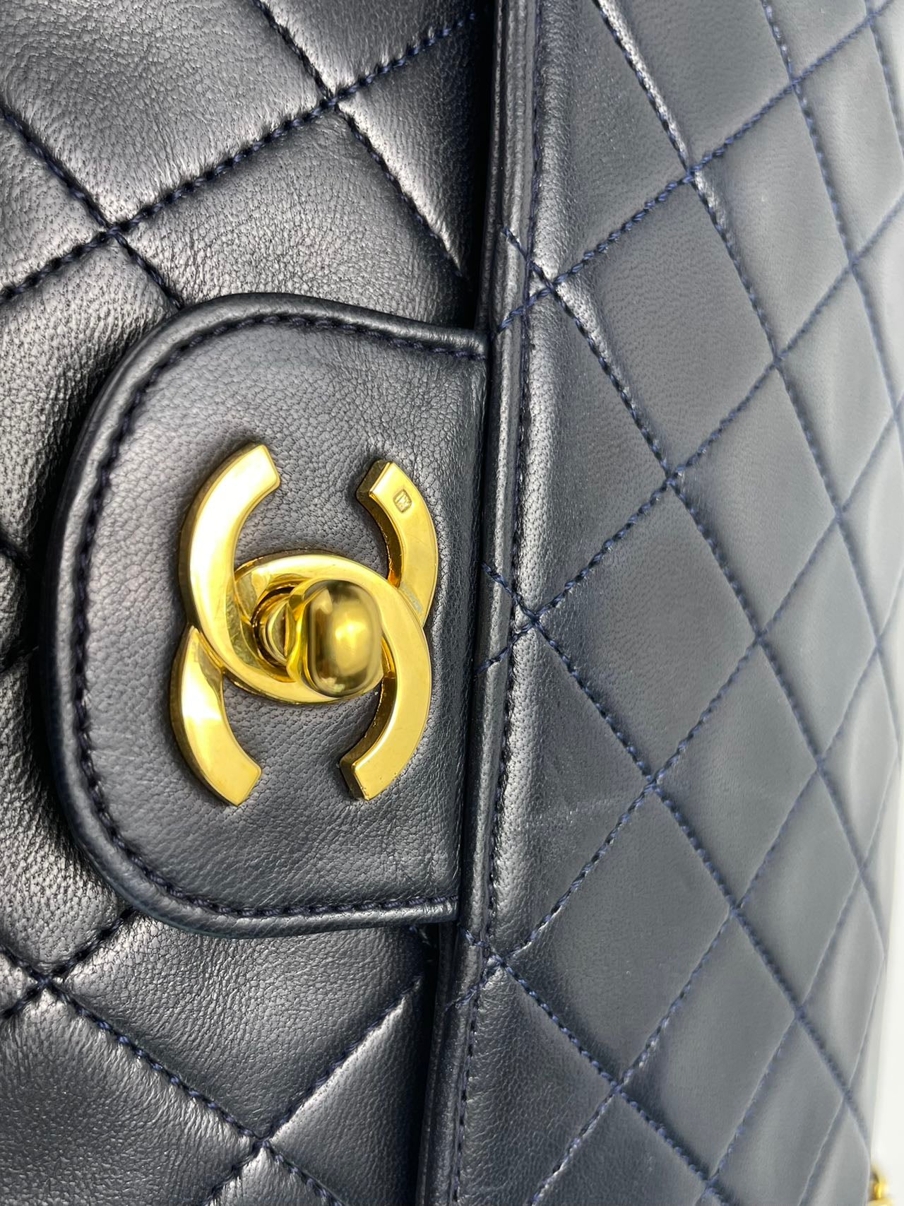 used-Chanel Black Vintage Medium Classic Double Flap Bag with 24K Gold Hardware-MILOURA