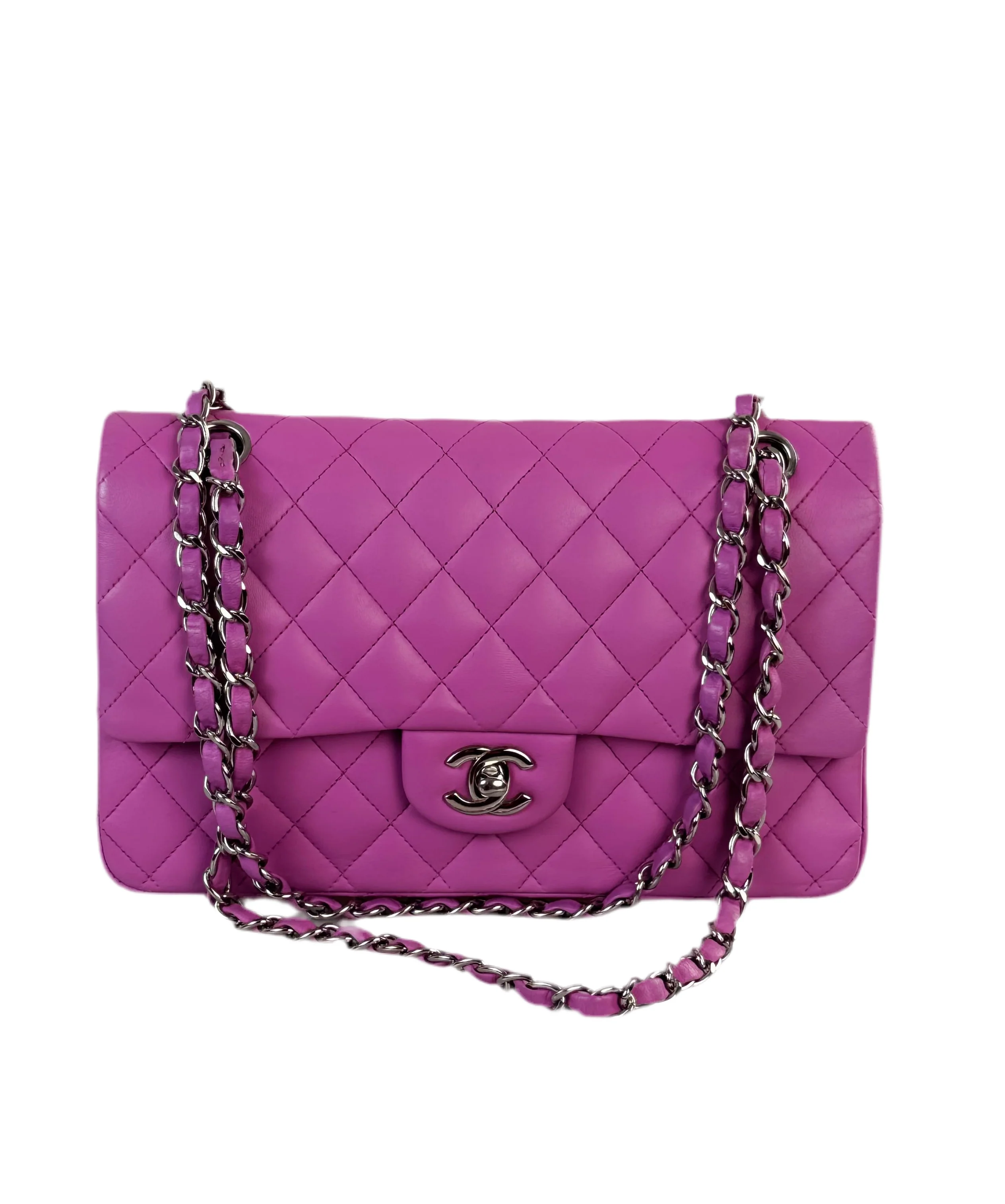 used-Chanel purple medium timeless flap bag-MILOURA