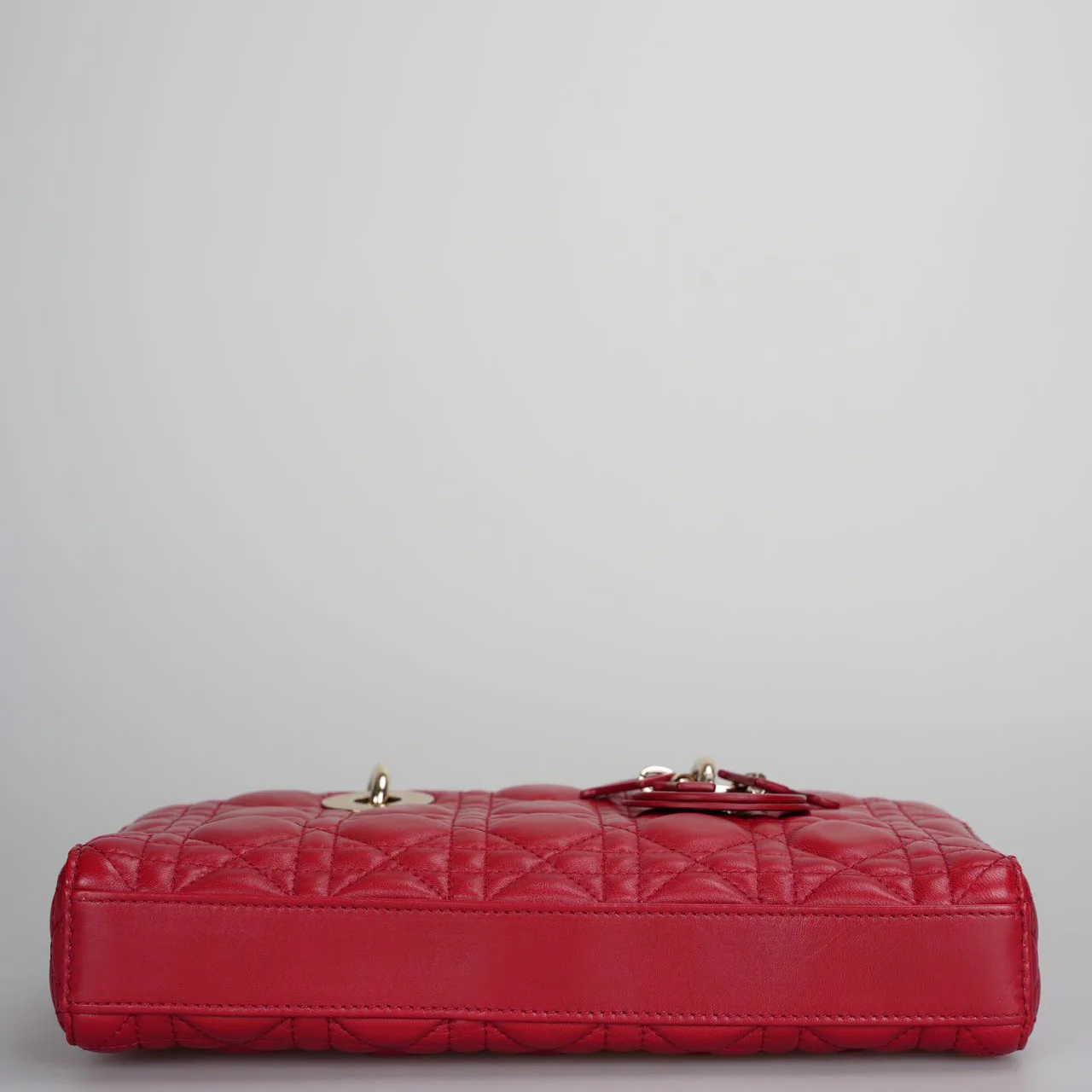 used-Dior Red Medium Lambskin Cannage Lady D-Joy Bag-MILOURA