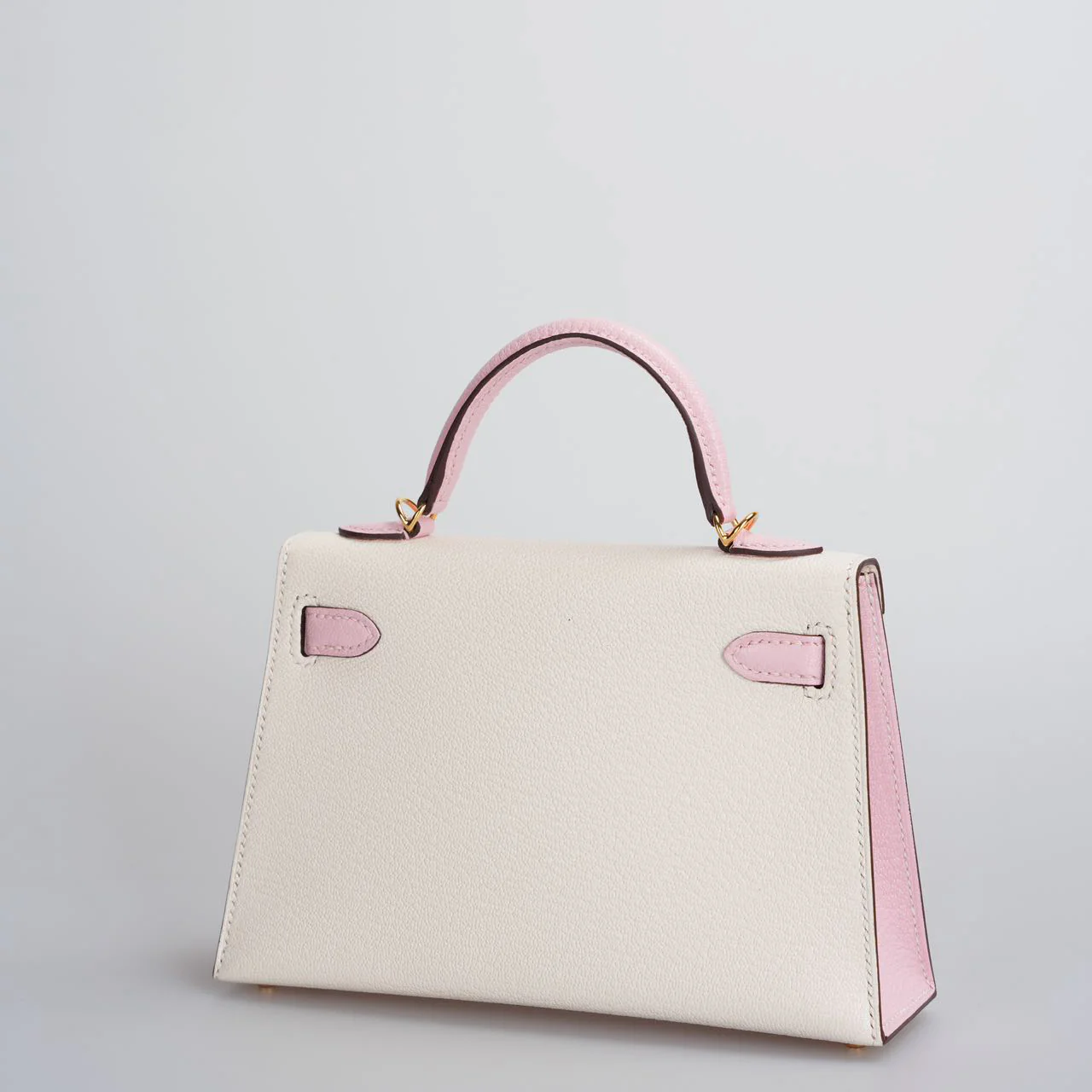 used-Hermes Mini Kelly 20cm HSS In Chèvre mysore Nata with Rose Sakura-MILOURA