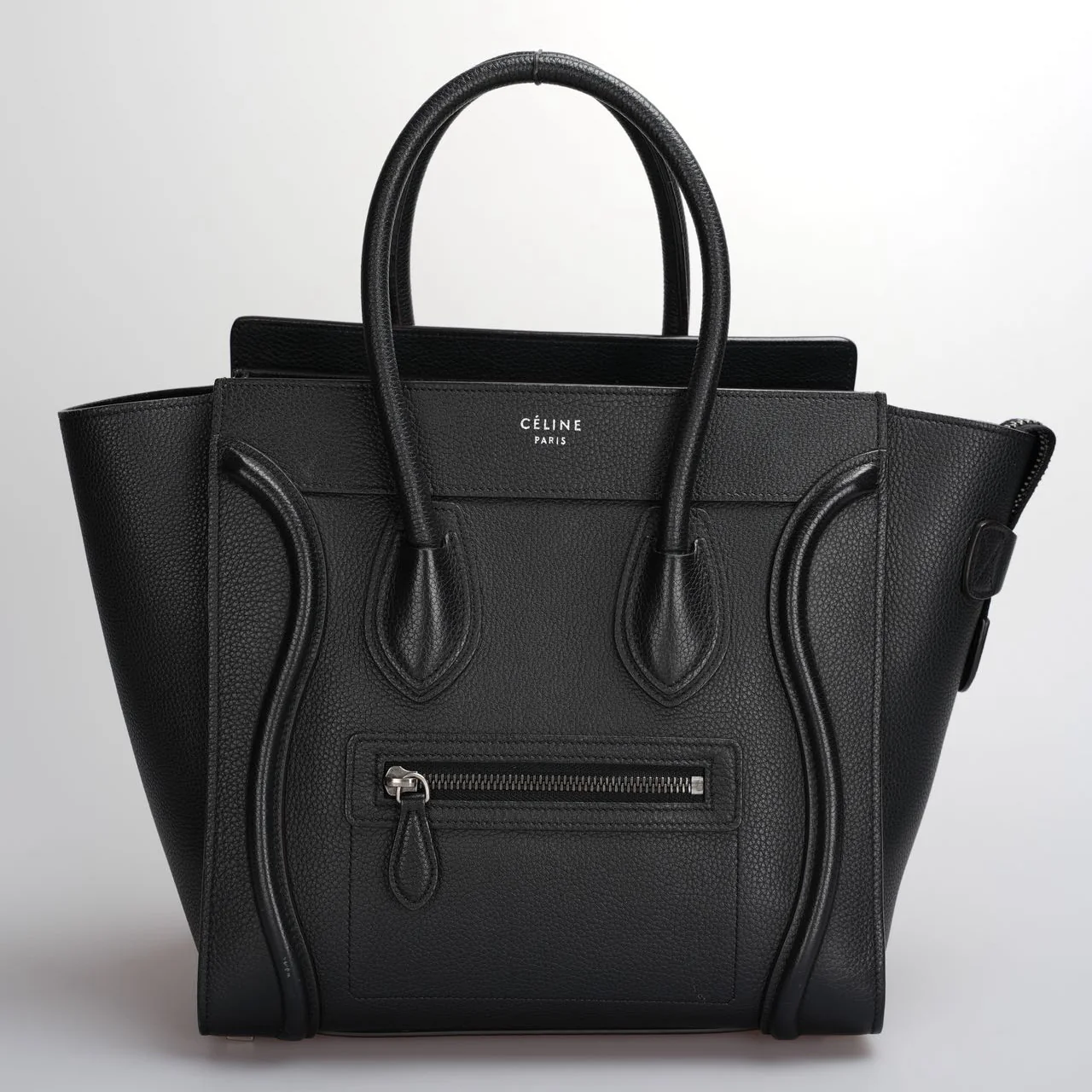 used-CELINE Micro Luggage leather handbag in Black-MILOURA