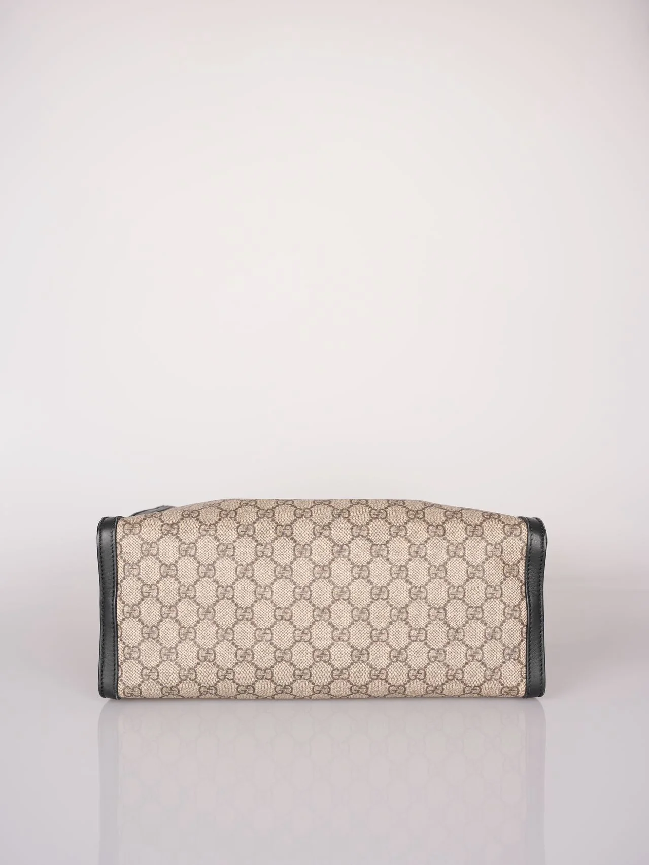 used-Gucci GG Logo Supreme Canvas Leather Padlock Tote Bag in Beige/Black in medium-MILOURA