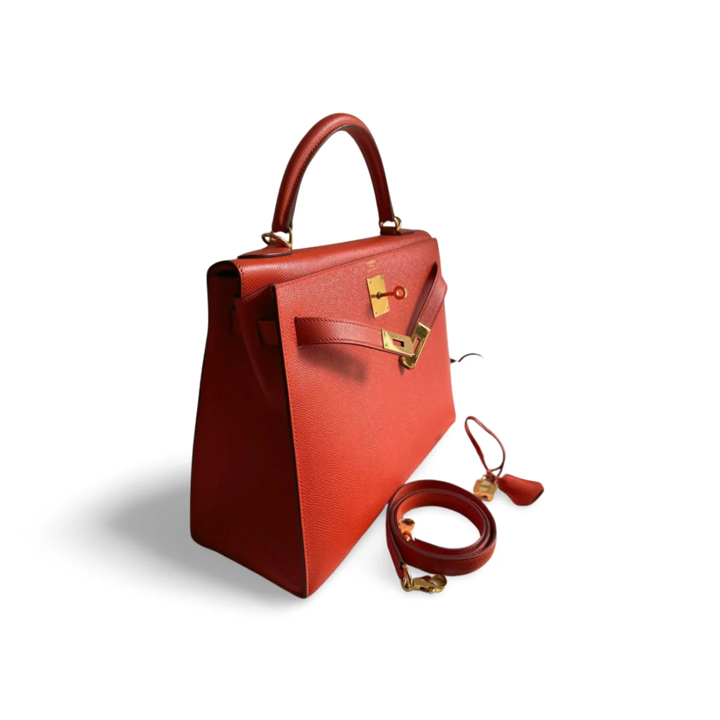 used-Hermes Kelly Sellier Bag 32 in Orange Epsom Leather With Gold Hardware-MILOURA