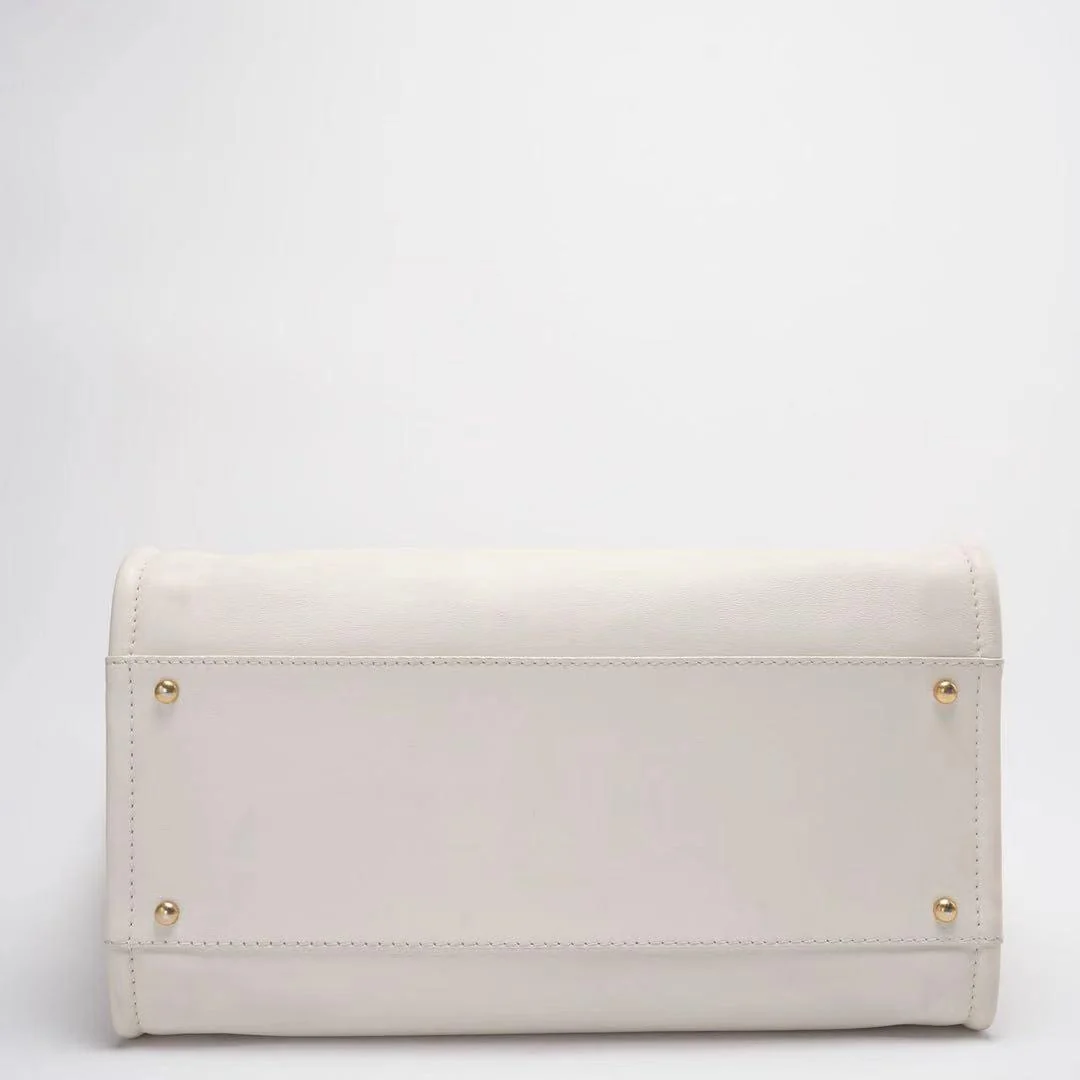 Chanel Deauville Tote Bag With Pouch Enamel White Calfskin Leather Multicolour (2022SS) Limited Edition Bottom 