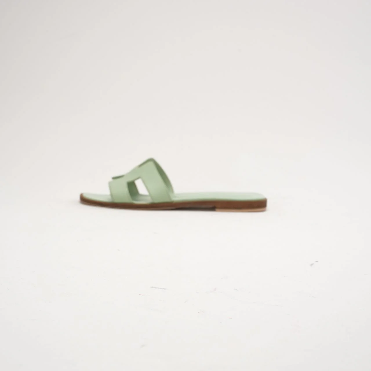 Hermes Vert Jade Epsom Leather Oran Sandals 38