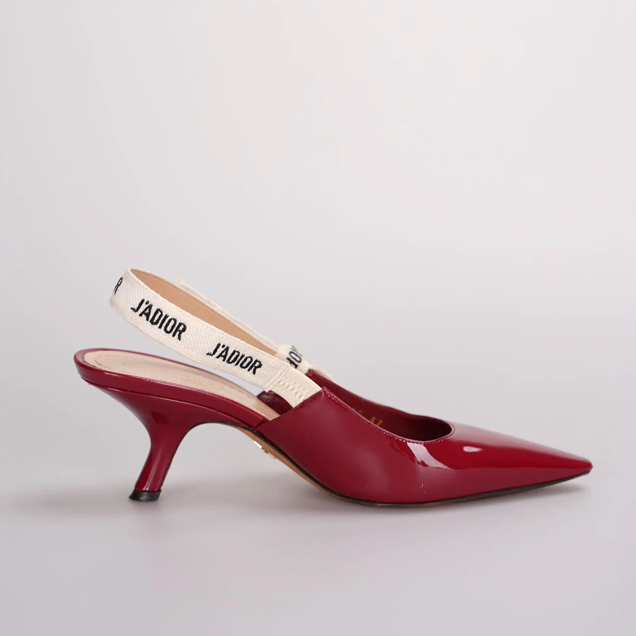 used-Christian Dior J'adior Patent Leather Slingback 6cm Pumps 37D Burgundy-MILOURA