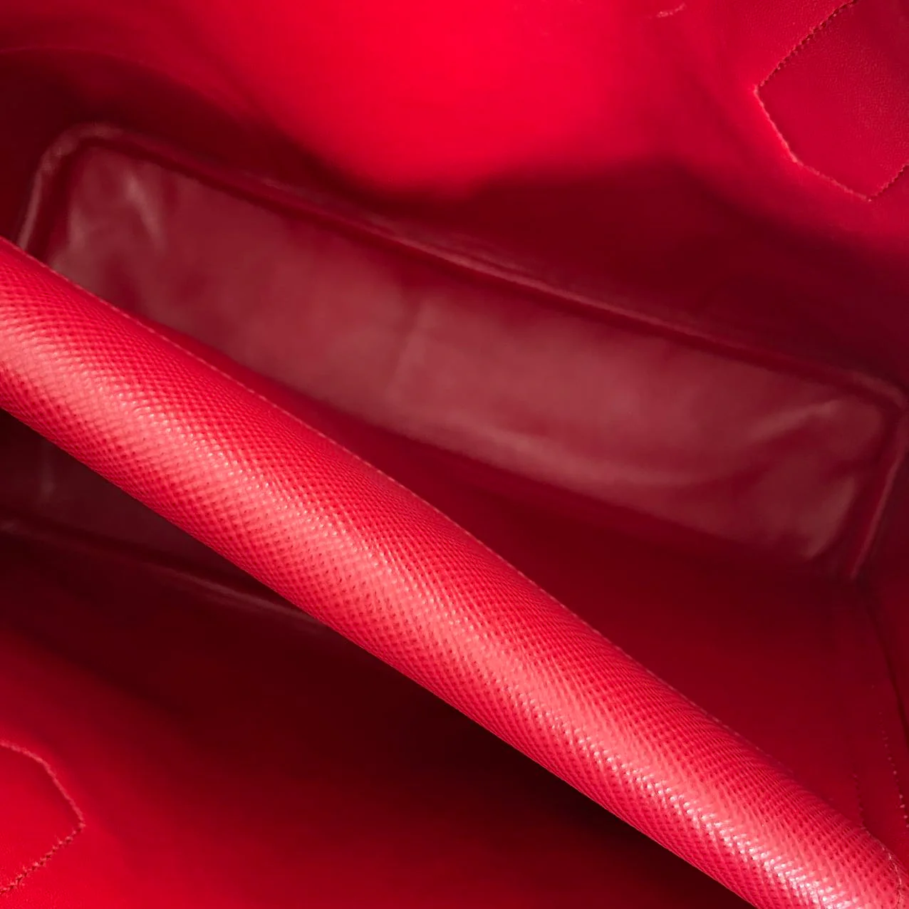 Parada Beige and Red Canapa Saffiano Double Bag