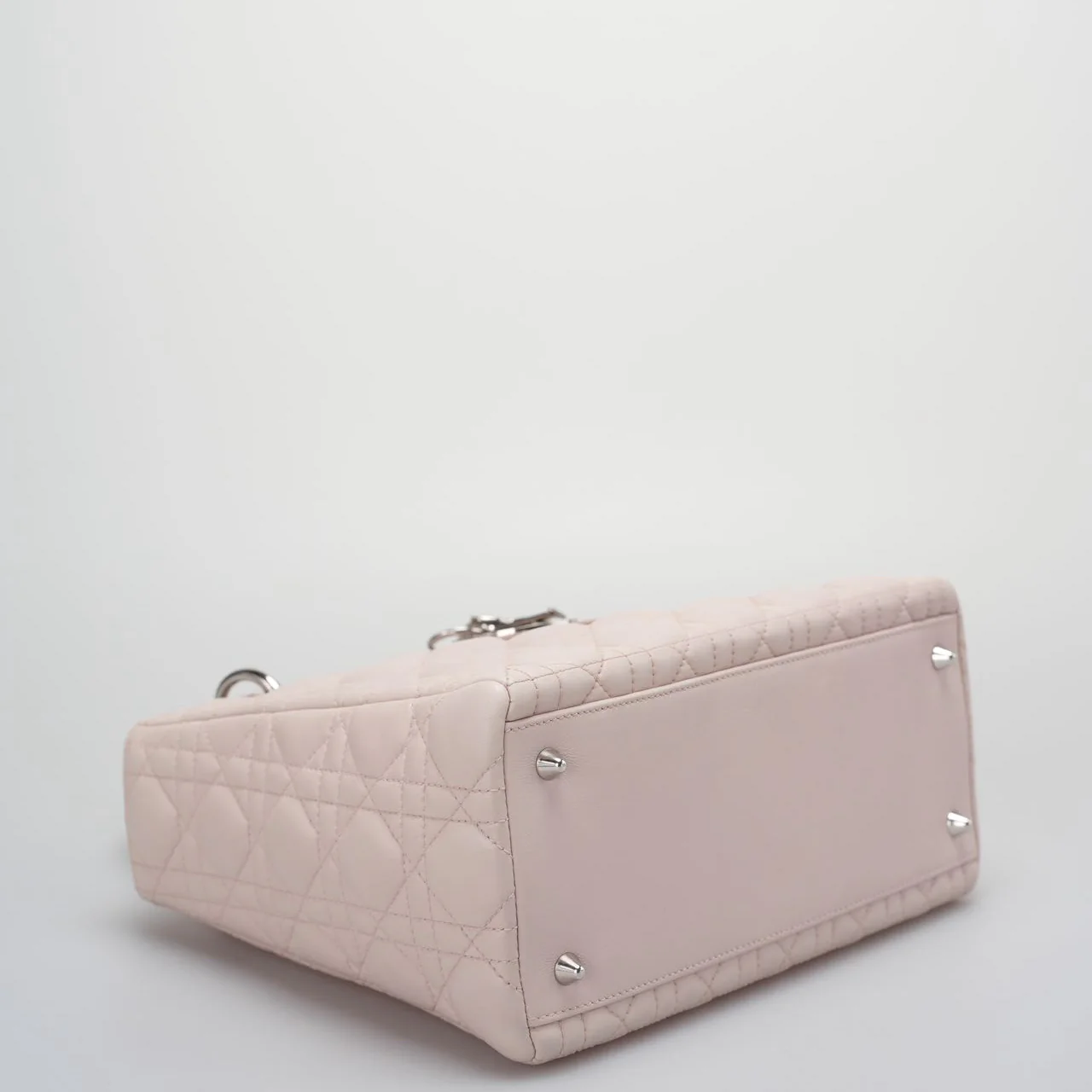 used-Christian Dior cherry blossom pink lady Dior bag in Lambskin with silver Hardware-MILOURA