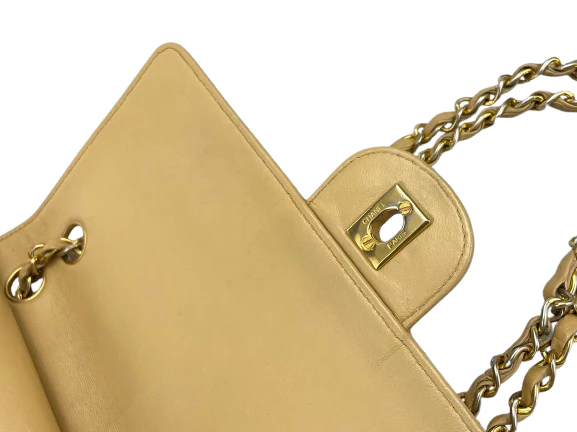 used-Chanel Beige Vintage Timeless Flap Bag Medium-MILOURA