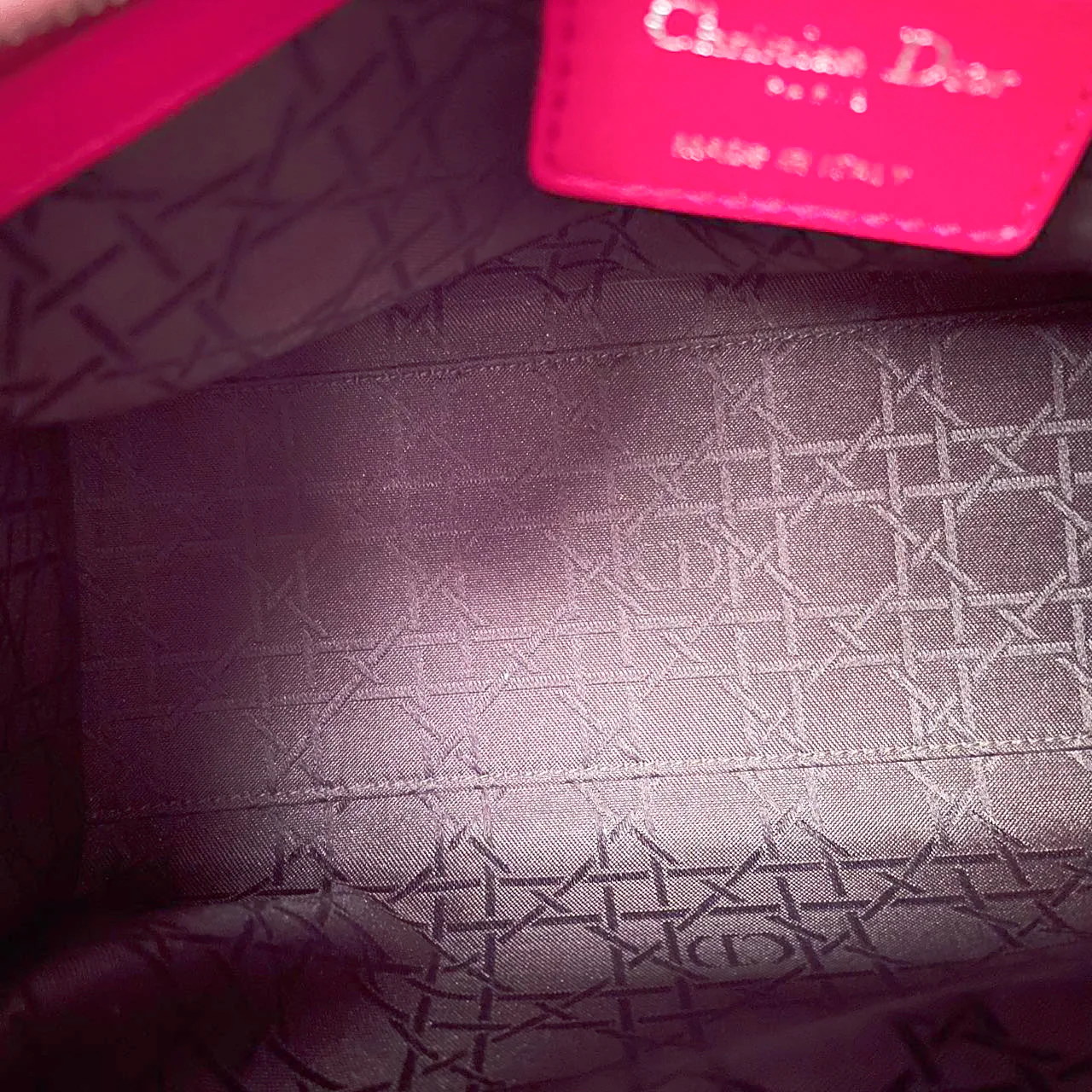 used-Christian Dior Red Lady Dior Lambskin bag Cannage Medium-MILOURA