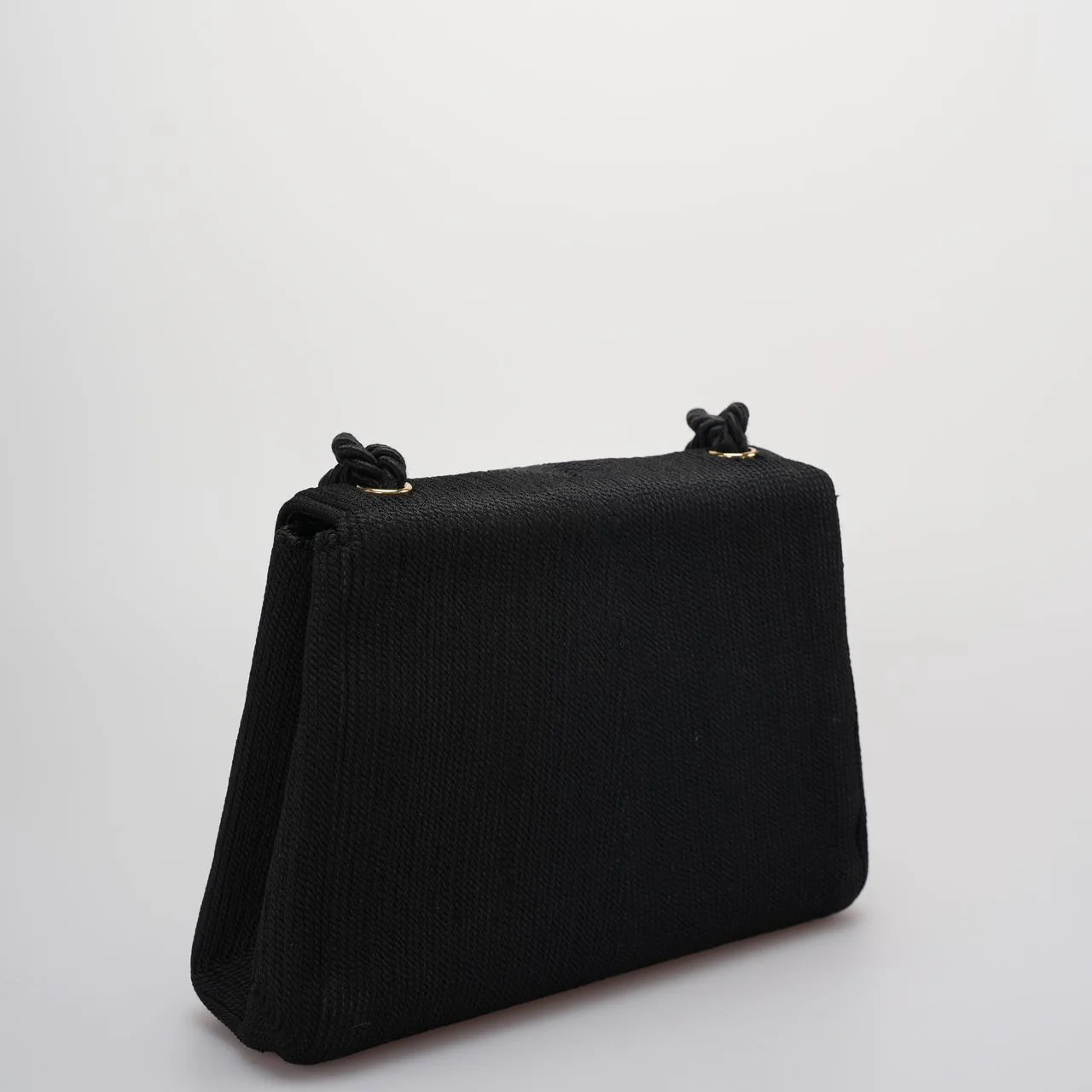 used-Chanel Vintage Silk Rope Mini Kelly Flap Bag 24K Gold Hardware 1997 Woven-MILOURA