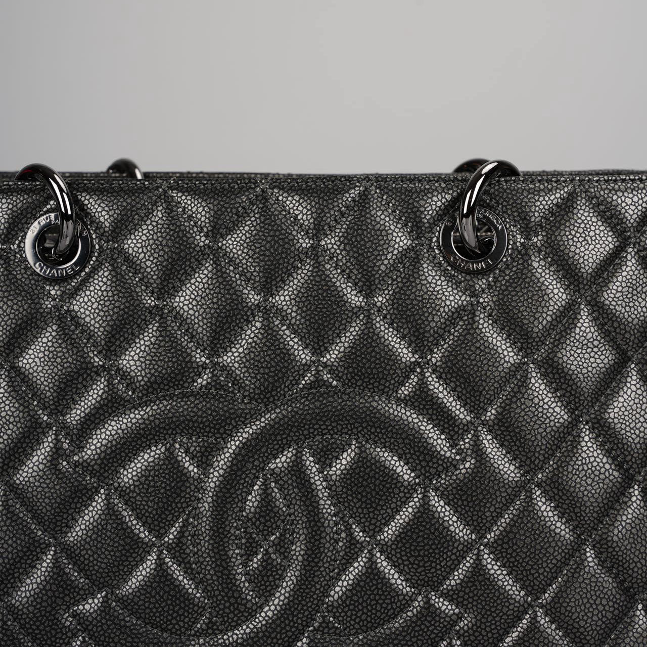 used-Chanel Grand Shopping Tote Black GST Bag in Caviar Leather with Black Hardware-MILOURA