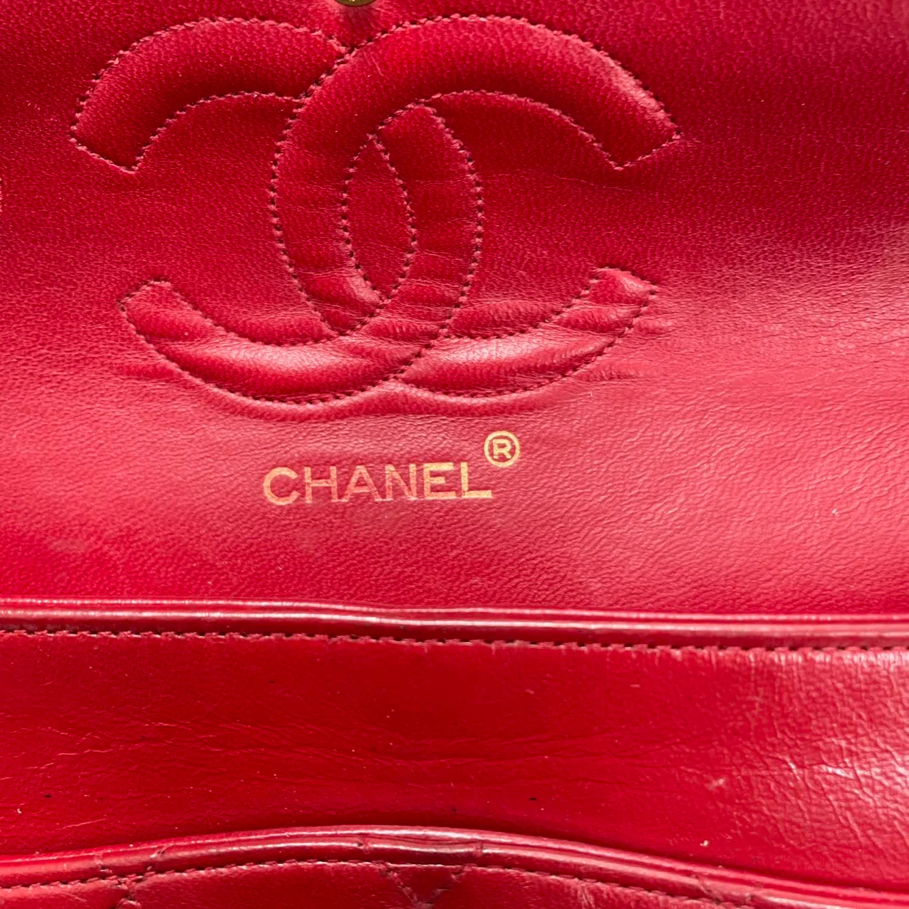 Chanel Vintage Red Classic Double Flap Bag 1988