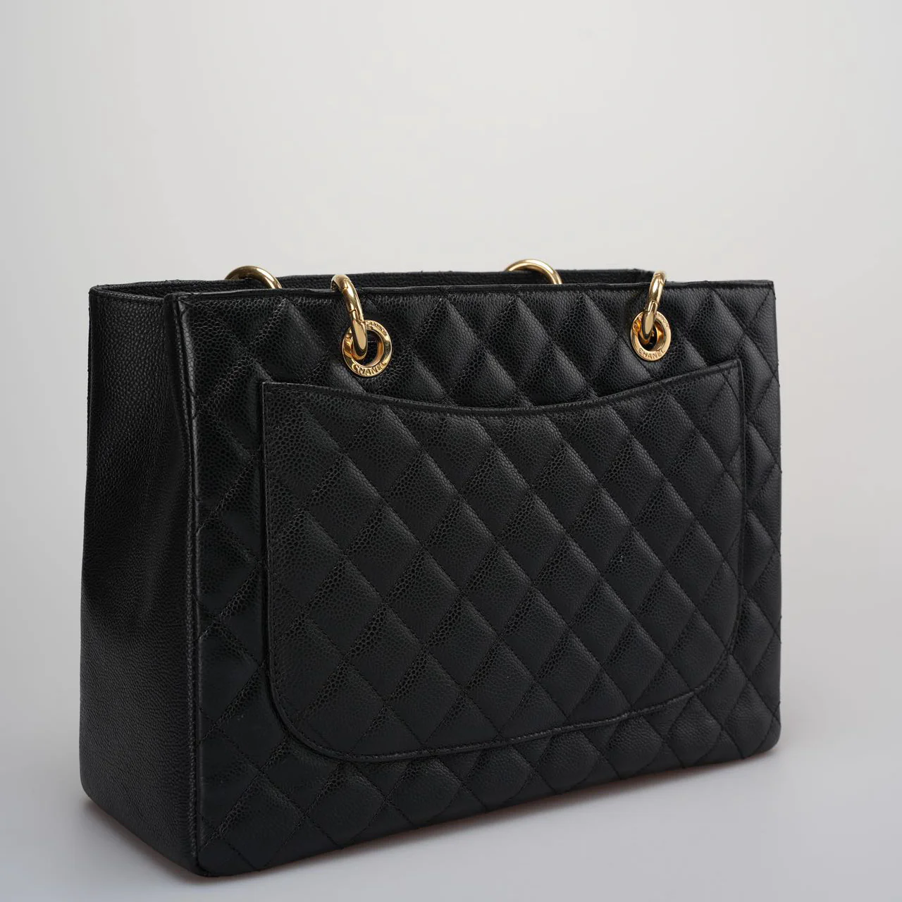 used-Chanel gst Grand Shopping Tote Black Bag in Cavier Leather with Gold Hardware from 2014-MILOURA