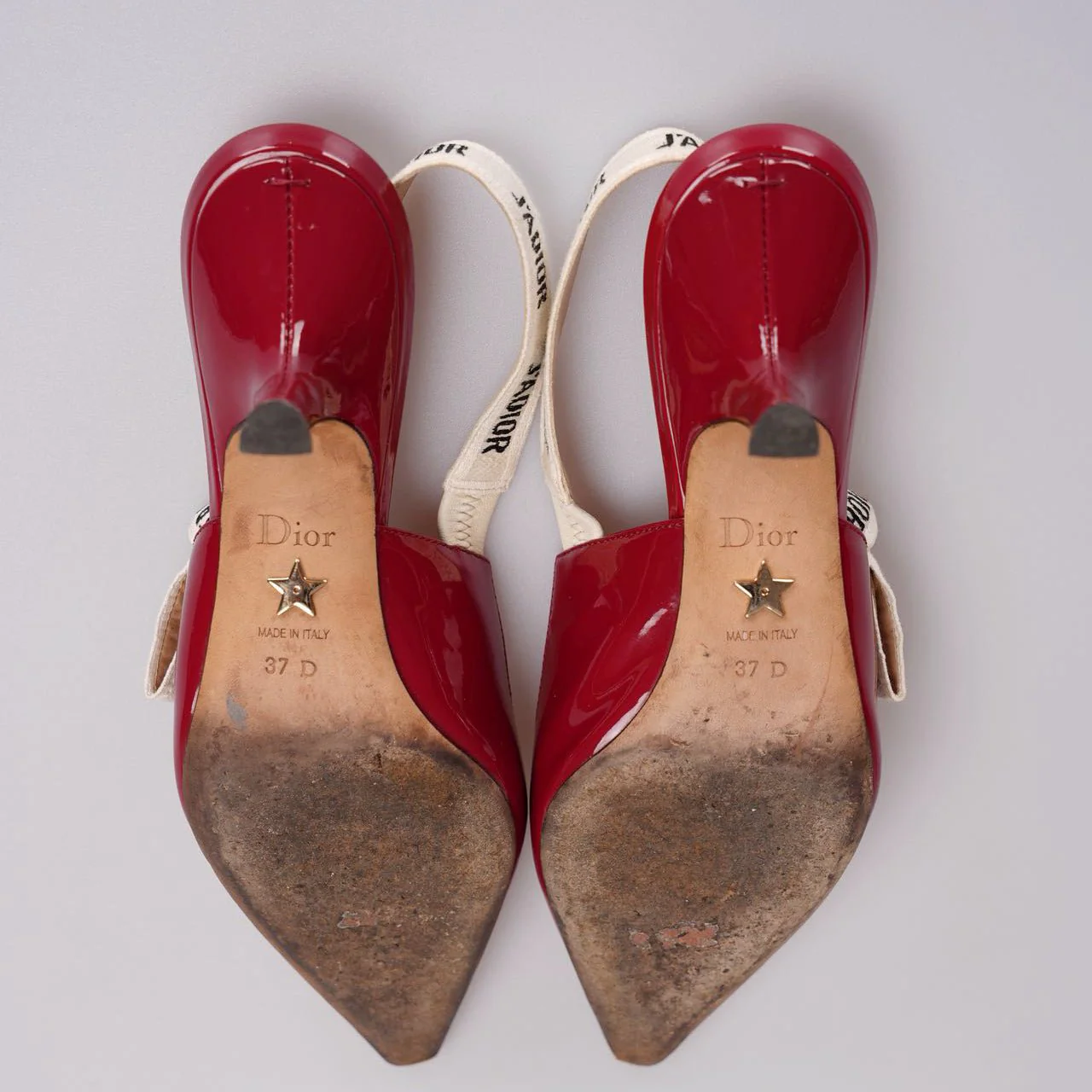 used-Christian Dior J'adior Patent Leather Slingback 6cm Pumps 37D Burgundy-MILOURA