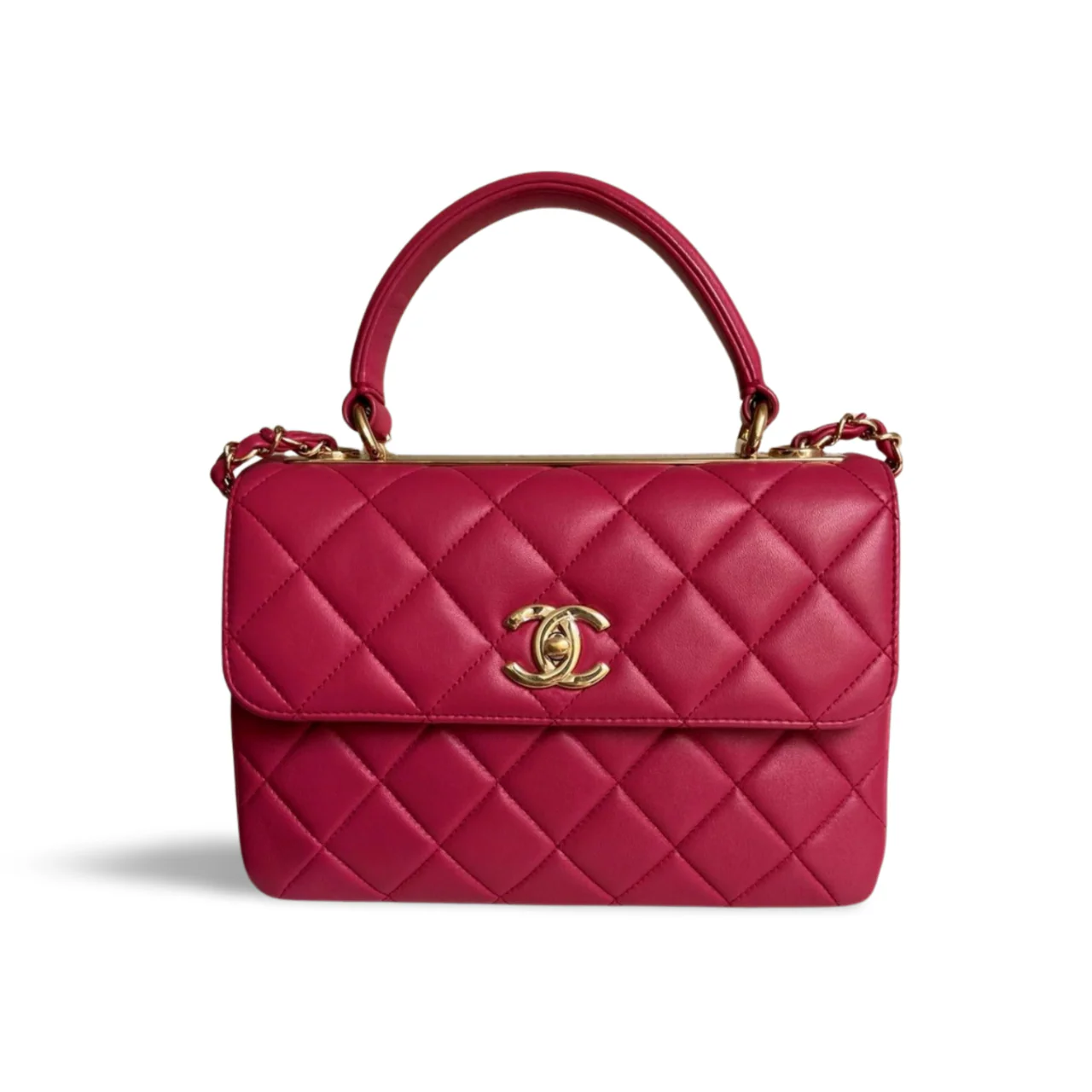 used-Chanel Trendy CC Bag Small hot pink Gold Hardware-MILOURA