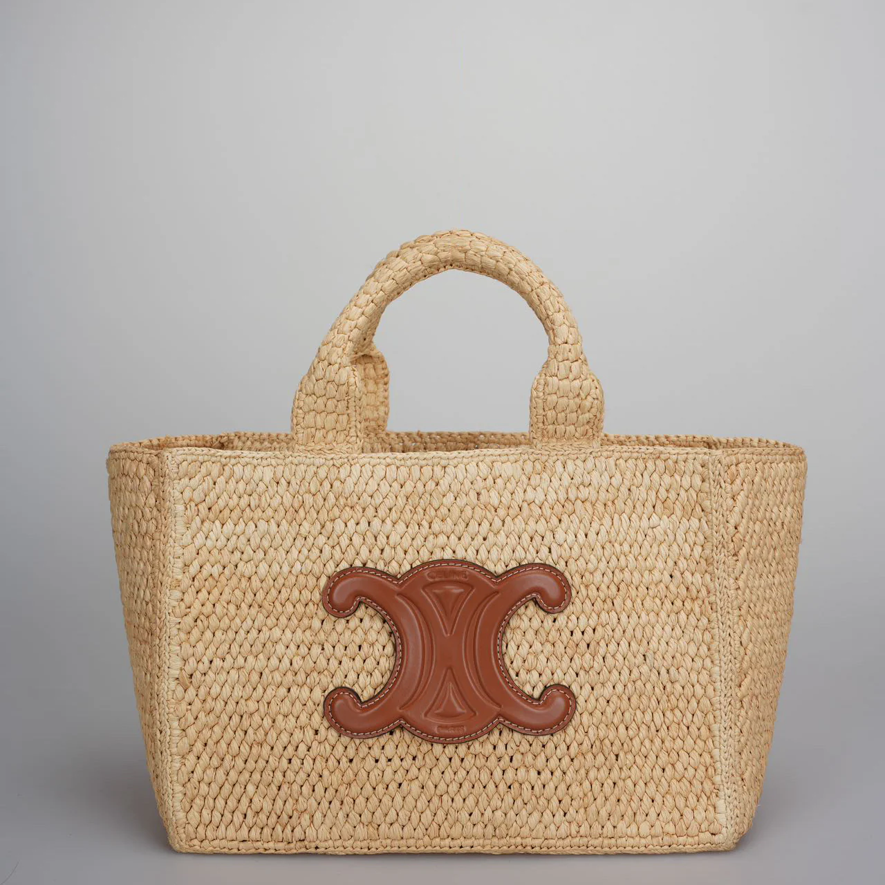 used-Celine Small Cabas Thais in Raffia and Calfskin-MILOURA