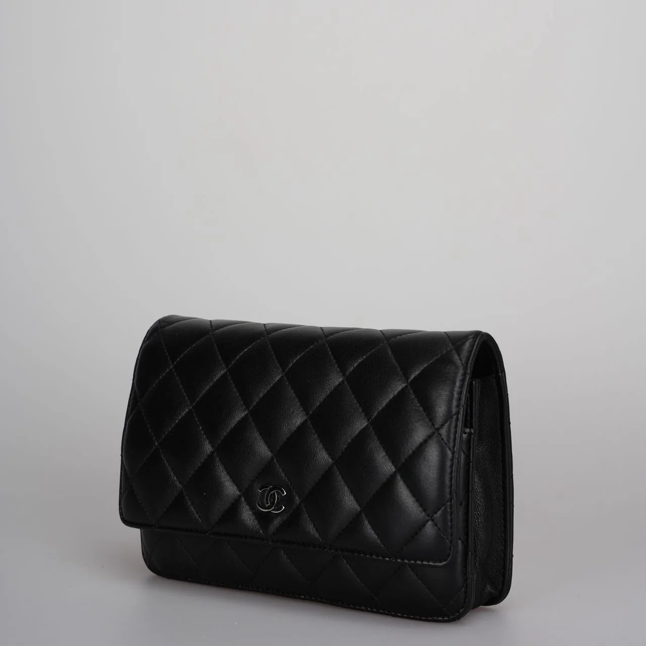 used-Chanel Black Classic WOC Lambskin Leather with Silver Hardware-MILOURA