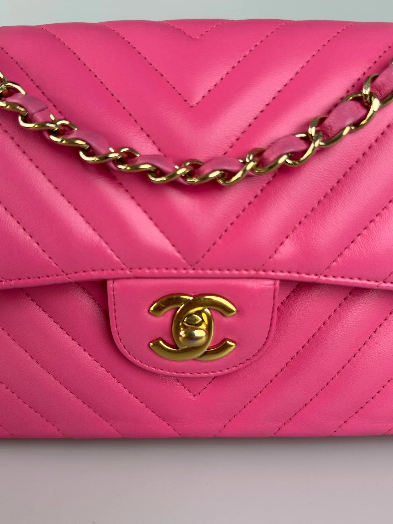 used-Chanel Small Quilted Flap Bag Pink Lambskin-MILOURA
