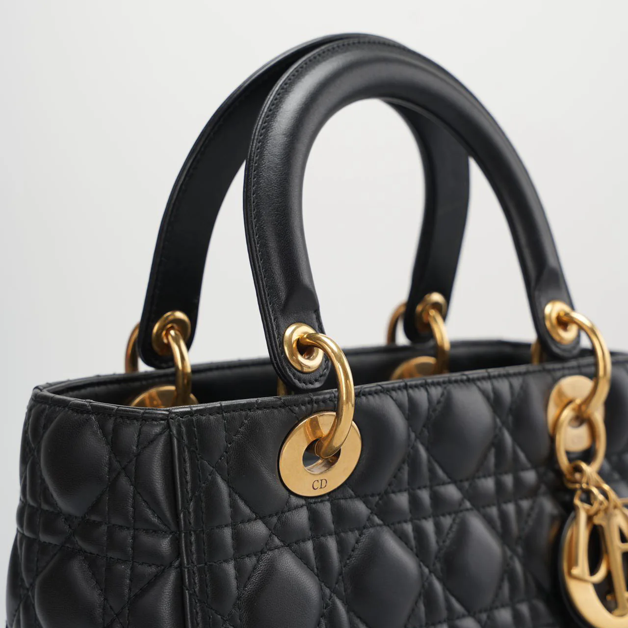 Christian Dior Black Medium Lambskin Leather with Gold Hardware from 2017