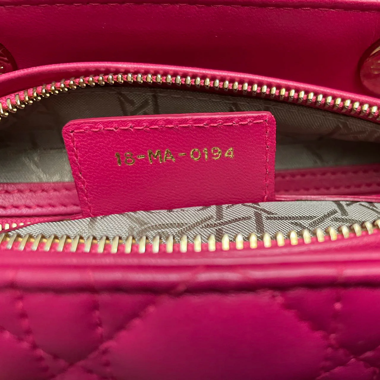 used-Christian Dior Pink Lady Dior Bag in Cannage Lambskin Leather with Gold Hardware Medium-MILOURA