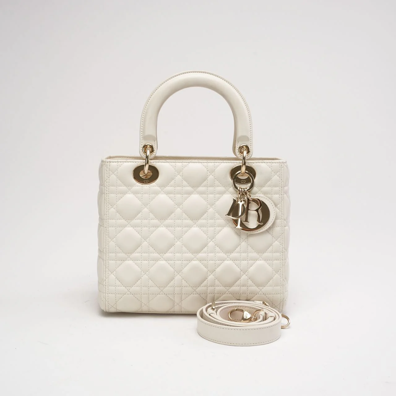 Dior Lady Dior Medium Bag White Lambskin (2019)