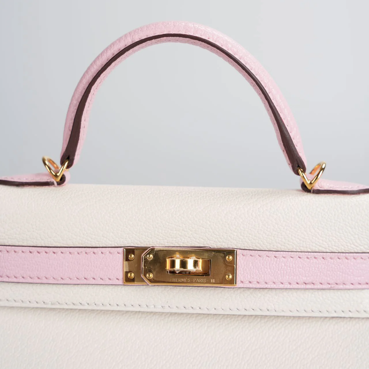 used-Hermes Mini Kelly 20cm HSS In Chèvre mysore Nata with Rose Sakura-MILOURA