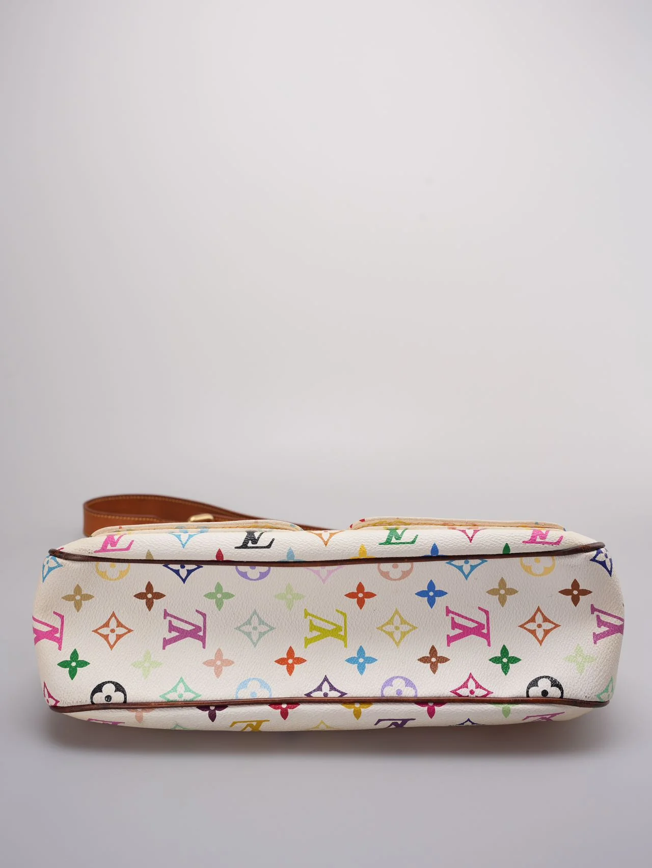 used-Louis Vuitton Takashi Murakami White Multicolore Monogram Coated Canvas Petit Noe Bag Gold Hardware-MILOURA