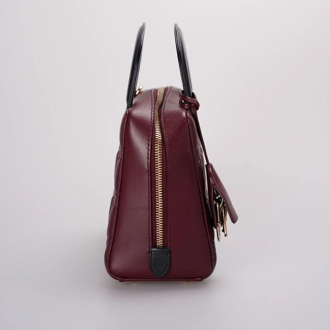 used-Christian Dior Lambskin Burgundy Cannage Lily Tote Bag-MILOURA