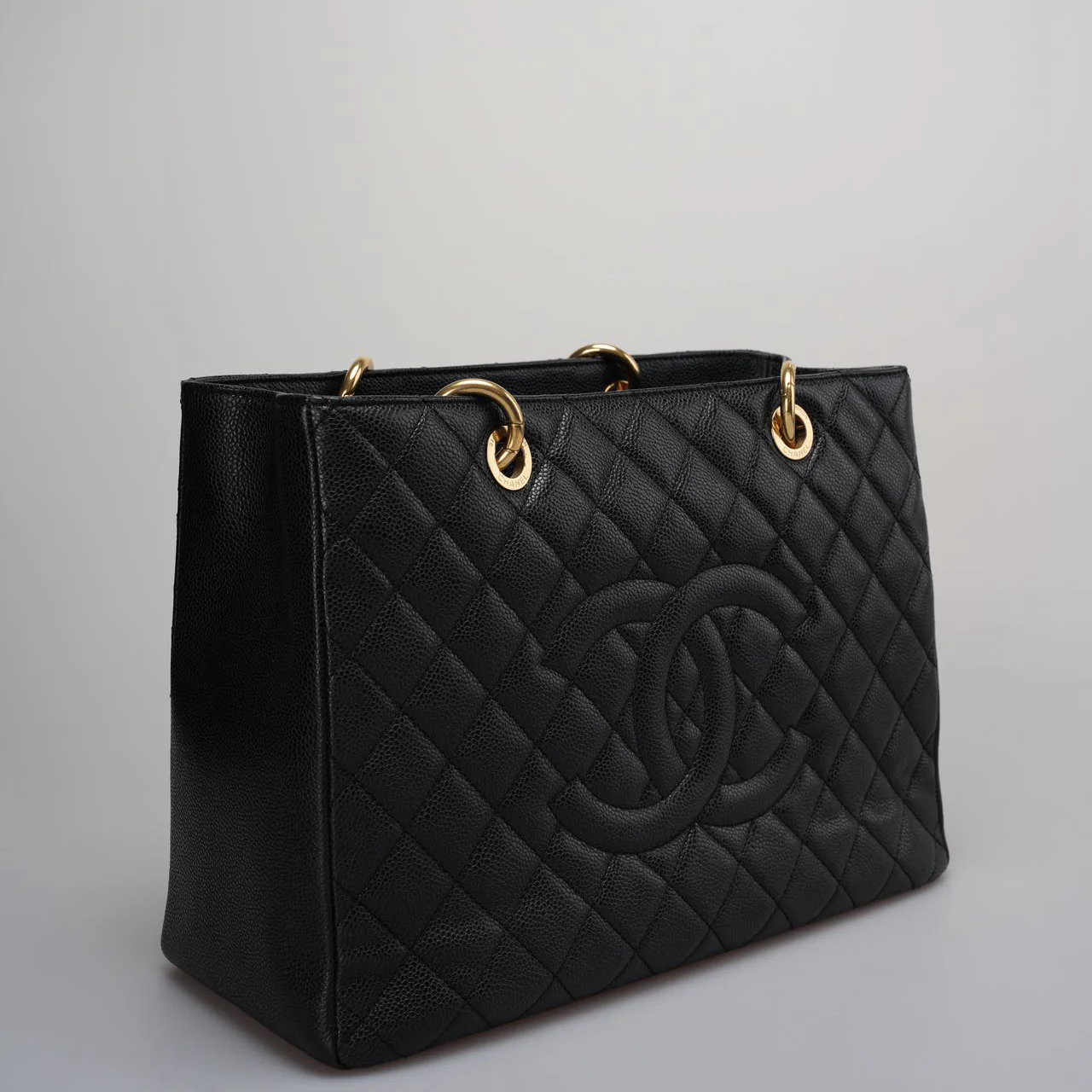 used-Chanel Medium Grand Shopping Tote Black GST Bag in caviar Leather with Gold Hardware from 2013-MILOURA