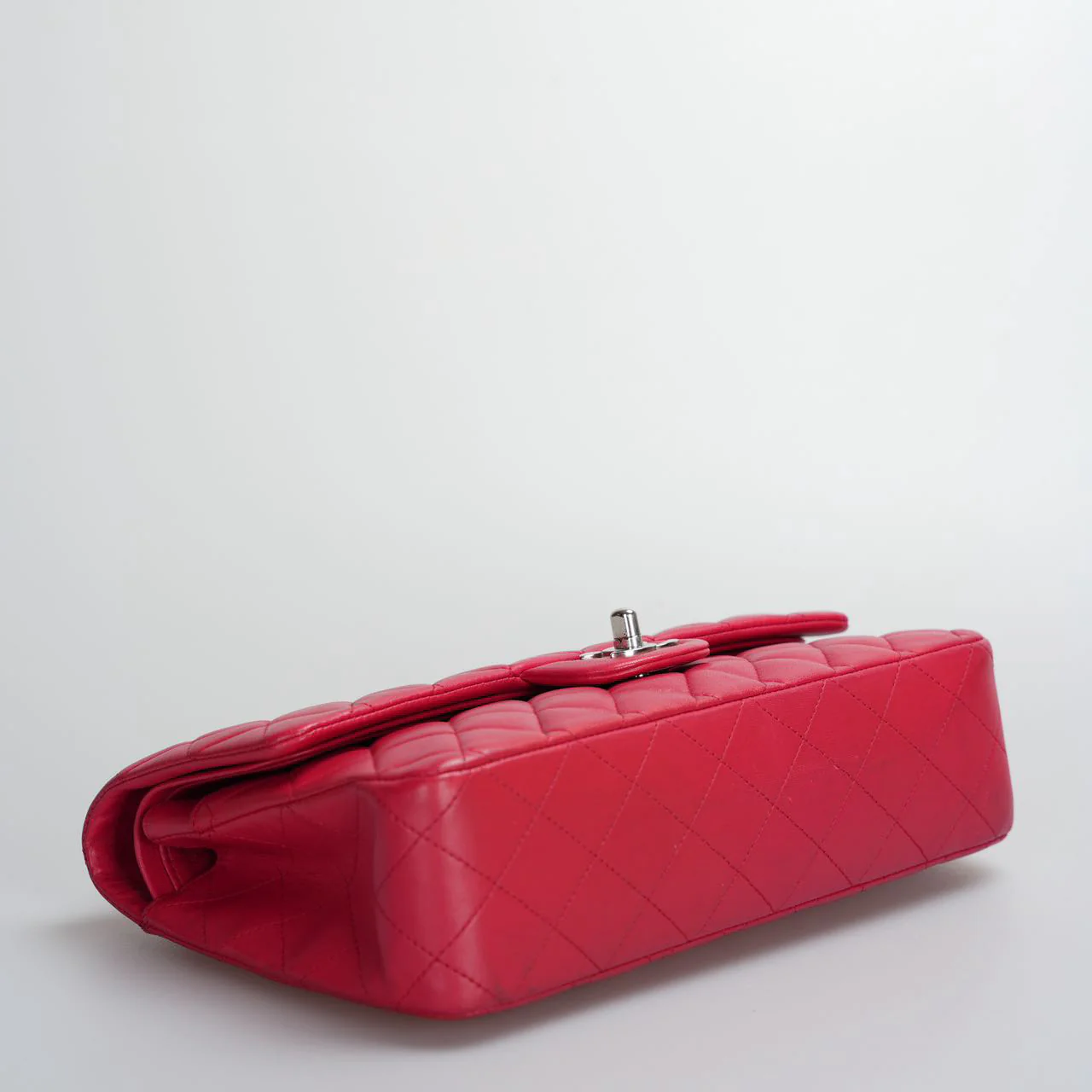 used-Chanel Red Medium timeless Flap Bag with Silver Hardware-MILOURA