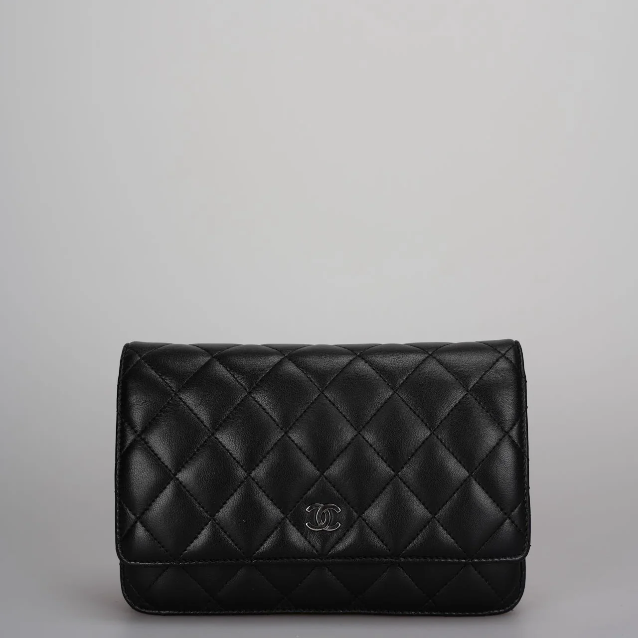 used-Chanel Black Classic WOC Lambskin Leather with Silver Hardware-MILOURA