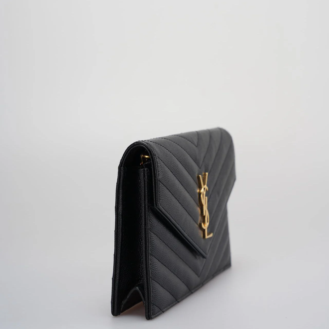 used-Saint Laurent Monogram Small Wallet on Chain Bag In Black with Gold Hardware-MILOURA