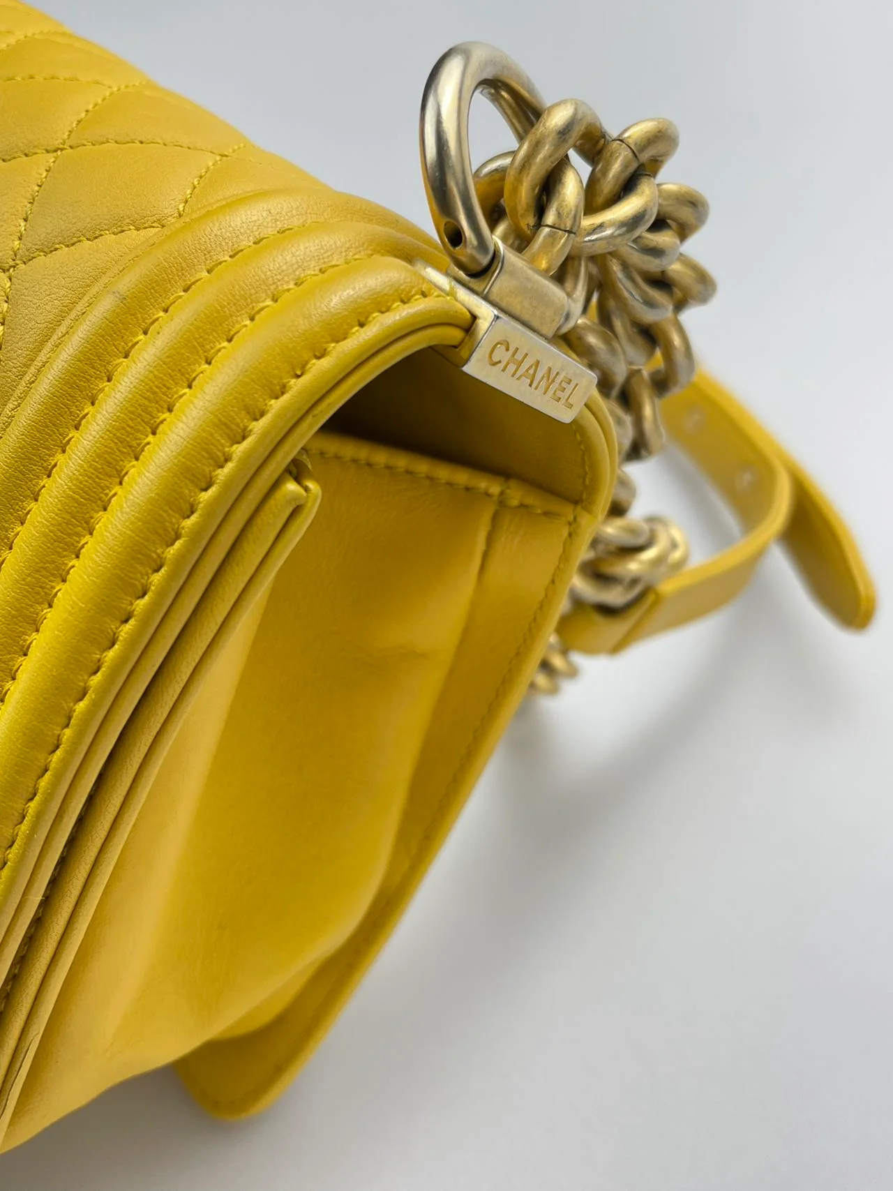 used-Chanel Leboy Medium in Lemon Yellow Bag with Gold Hardware-MILOURA
