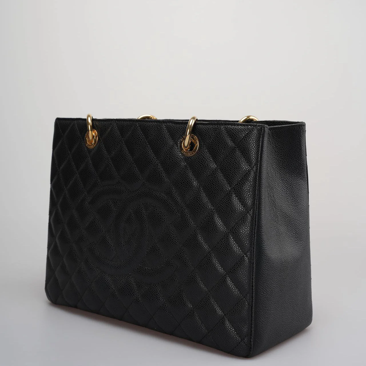 used-Chanel gst Grand Shopping Tote Black Bag in Cavier Leather with Gold Hardware from 2014-MILOURA