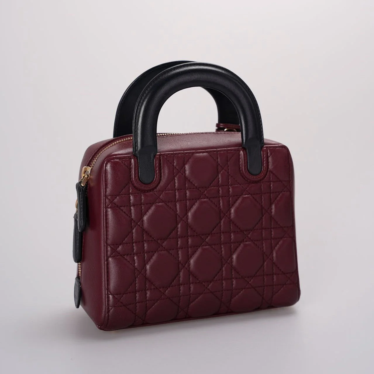 used-Christian Dior Lambskin Burgundy Cannage Lily Tote Bag-MILOURA