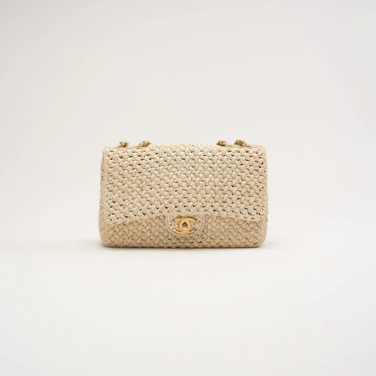 Chanel Raffia Crochet Ancient Greece Medium Flap Beige 2018