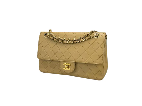 used-Chanel Beige Vintage Timeless Flap Bag Medium-MILOURA