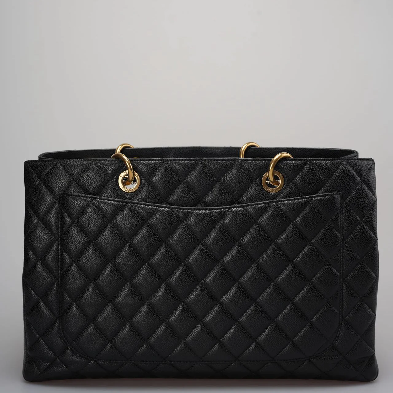 used-Chanel Large Grand Shopping Tote Black GST Bag in Caviar Leather with Gold Hardware-MILOURA