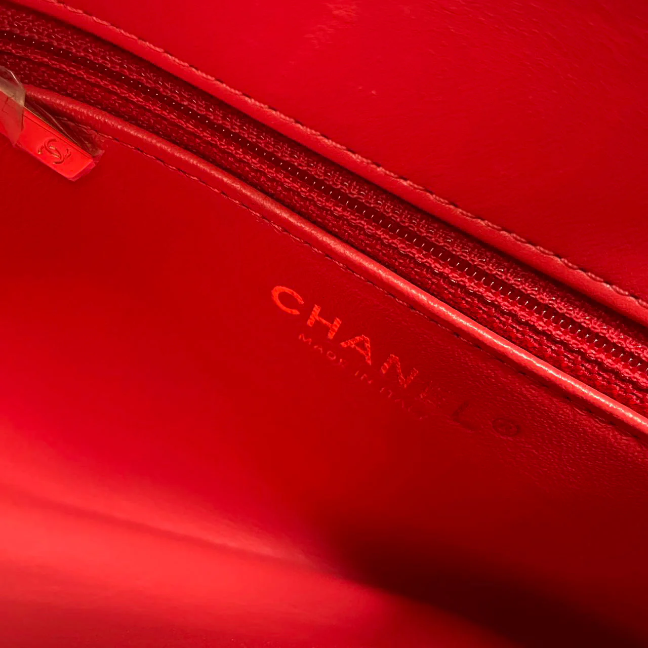 used-Chanel Red Small Trendy CC Bagin Lambskin Leather with Champagne Gold Hardware-MILOURA