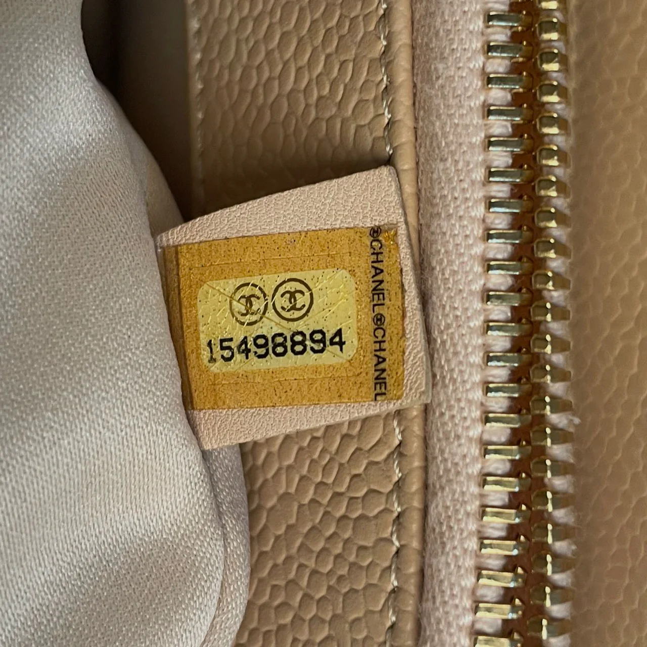 used-Chanel Beige Grand Shopping Tote GST Bag in Caviar Leather with gold Hardware-MILOURA