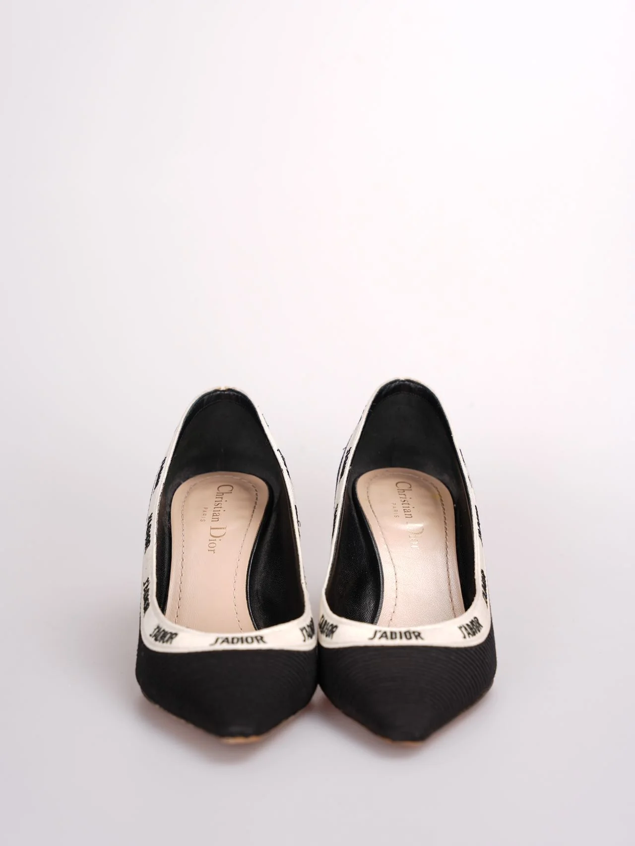 used-Christian Dior Black Canvas J'adior Pumps Size 37.5D with Beige Insole-MILOURA