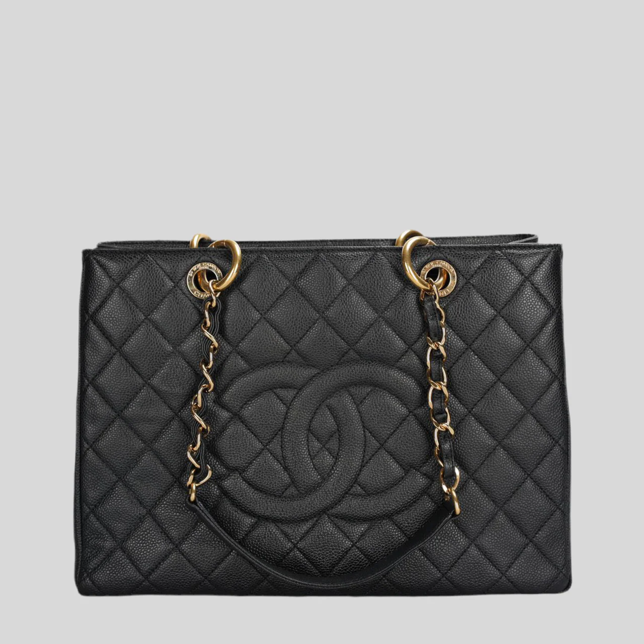 used-Chanel Black Grand Shopping Tote GST Bag in Caviar Leather with Gold Hardware-MILOURA
