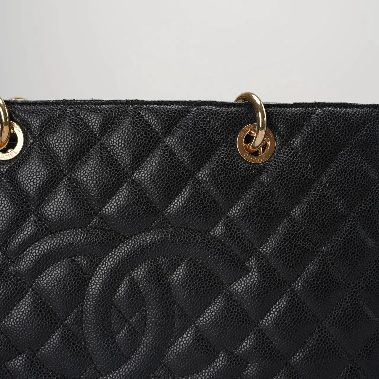 used-Chanel gst Grand Shopping Tote Black Bag in Cavier Leather with Gold Hardware from 2014-MILOURA