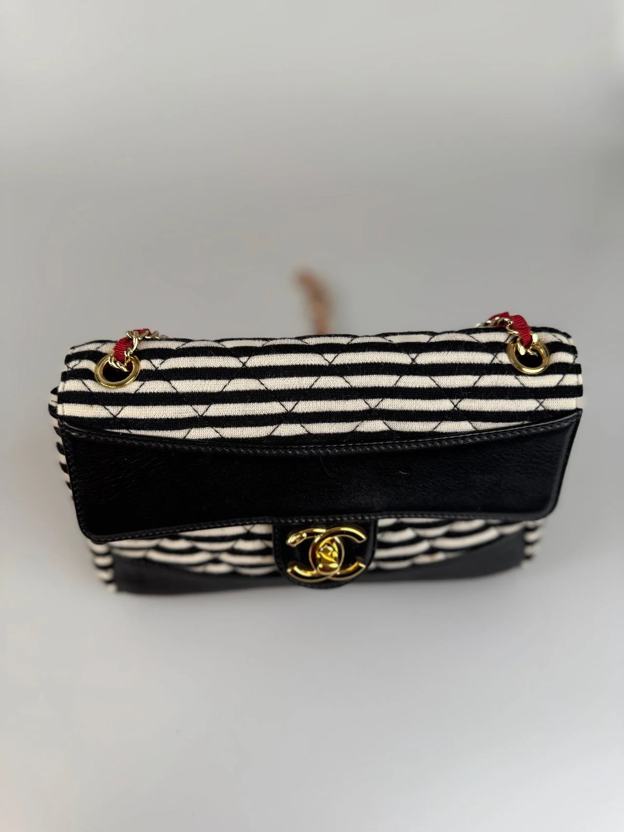 used-Chanel Sailor bag Blue 2014 striped mini rectangle Classic single flap shoulder bag-MILOURA