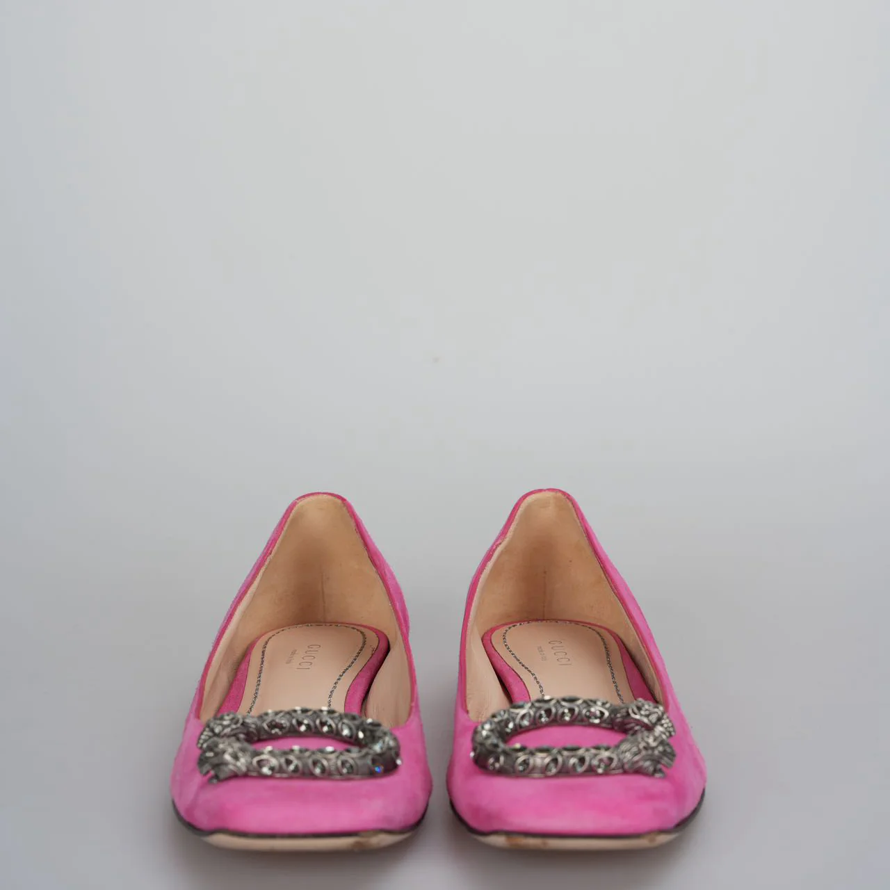 used-Gucci - Dionysus Pink Suede Flats 37-MILOURA