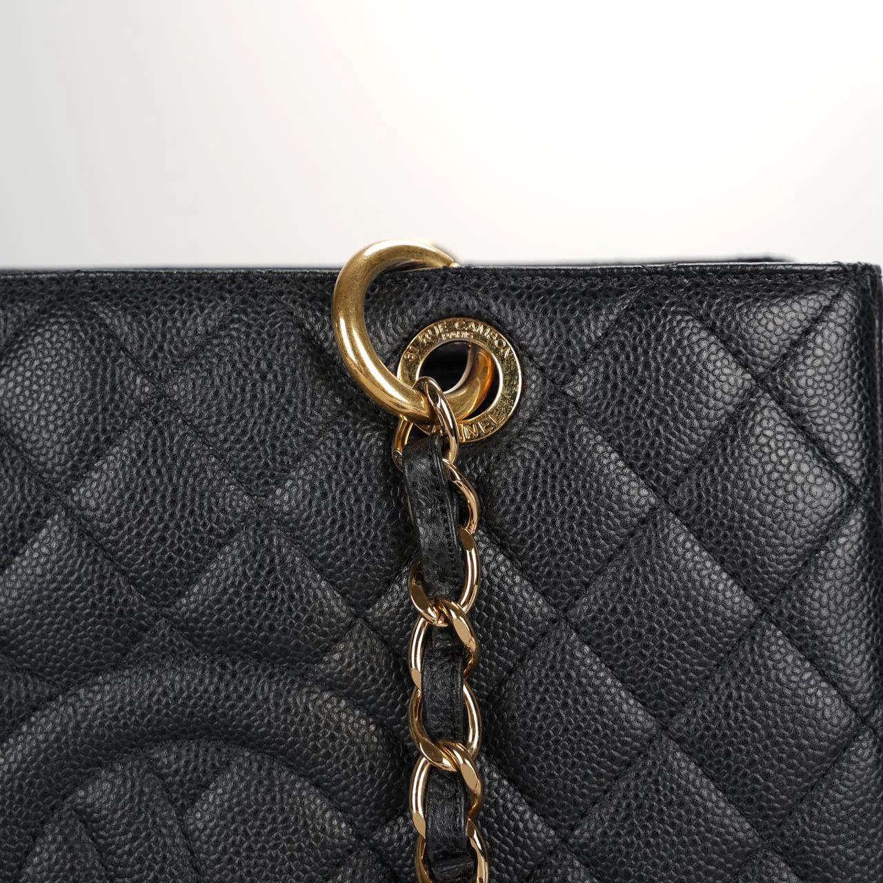used-Chanel Black Grand Shopping Tote GST Bag in Caviar Leather with Gold Hardware-MILOURA